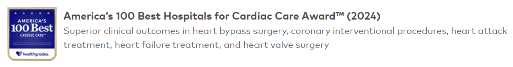 America's 100 Best Hospitals For Cardiac Care Award